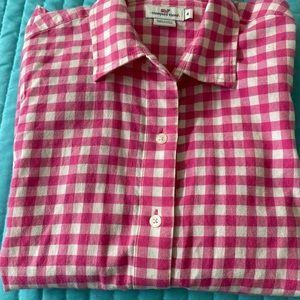 Vineyard Vines Pink and white gingham button down shirt
